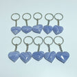 10 Pieces Blue Lace Agate Heart Keychain - Wholesale Crystals