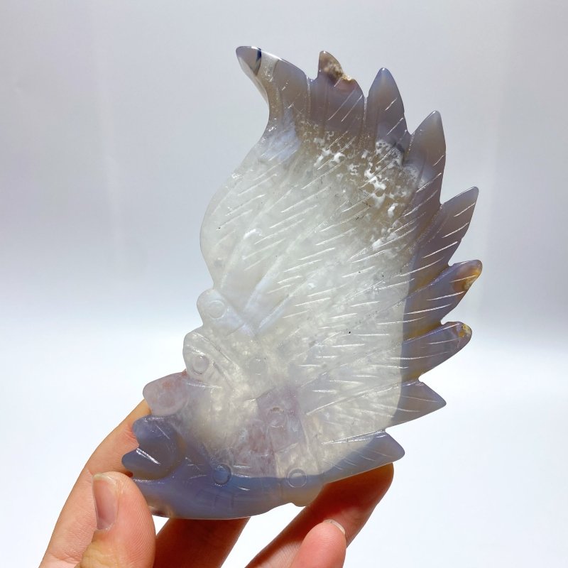 10 Pieces Geode Agate Druzy Indian Feathers Carving - Wholesale Crystals