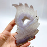 10 Pieces Geode Agate Druzy Indian Feathers Carving - Wholesale Crystals