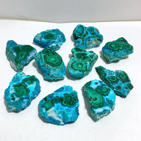 10 Pieces High Quality Beautiful Chrysocolla Mixed Malachite Slab Specimen 1 -Wholesale Crystals