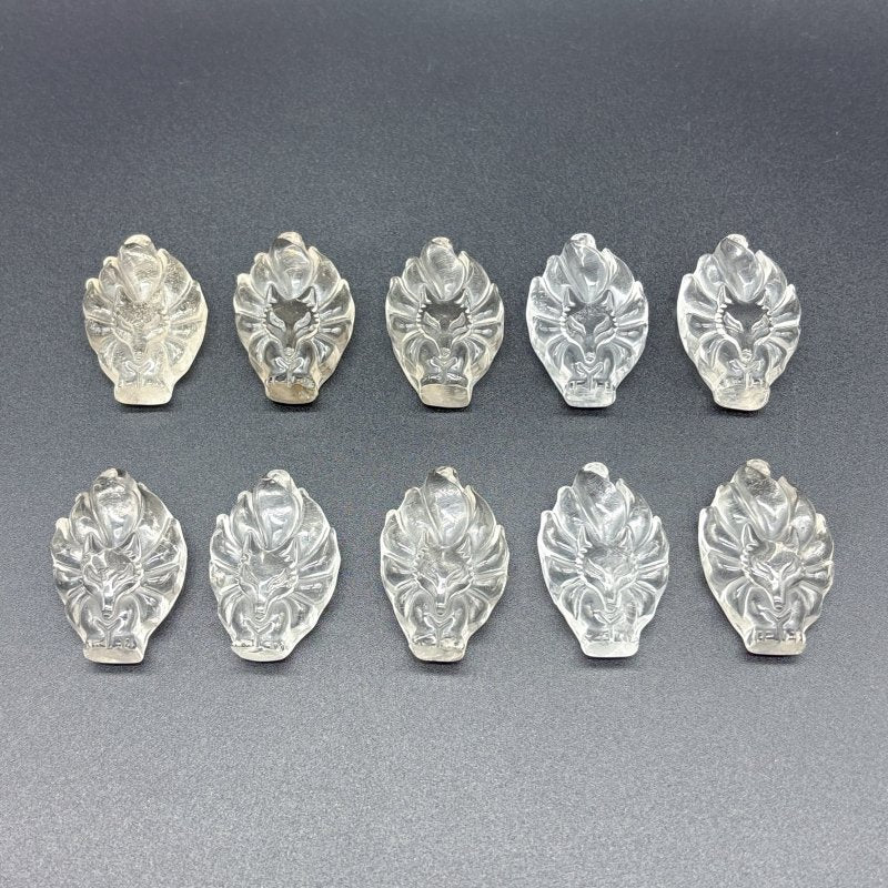 10 Pieces High Quality Clear Quartz Nine - tailed Foxes Carving - Wholesale Crystals