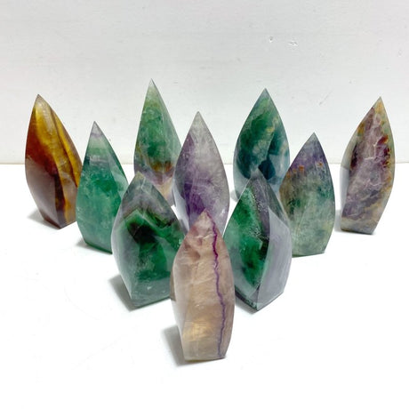 10 Pieces High Quality Large Rainbow Fluorite Flame Mixed Color - Wholesale Crystals