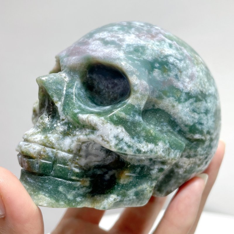 10 Pieces High Quality Moss Agate Geode Druzy Skull - Wholesale Crystals