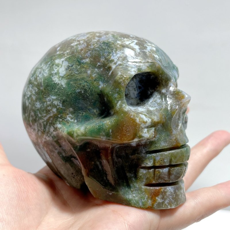 10 Pieces High Quality Moss Agate Geode Druzy Skull - Wholesale Crystals