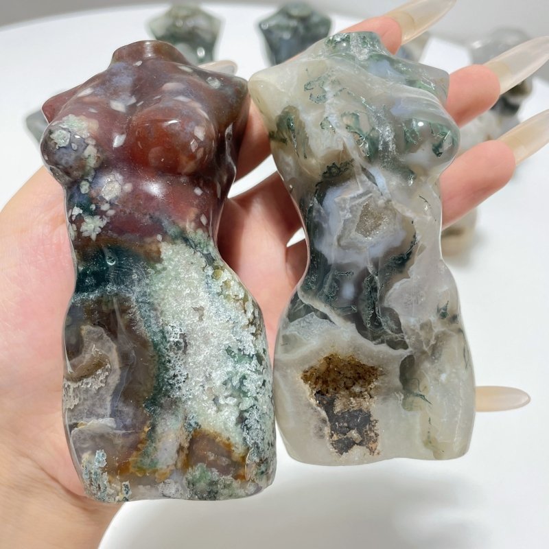 10 Pieces Moss Agate Goddess Carving - Wholesale Crystals