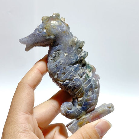 10 Pieces Moss Agate Seahorse Carving - Wholesale Crystals