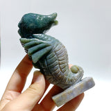 10 Pieces Moss Agate Seahorse Carving - Wholesale Crystals