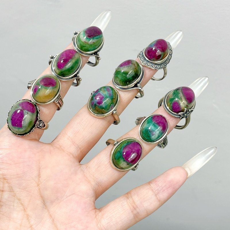 10 Pieces S925 Different Styles Ruby In Kyanite Ring - Wholesale Crystals