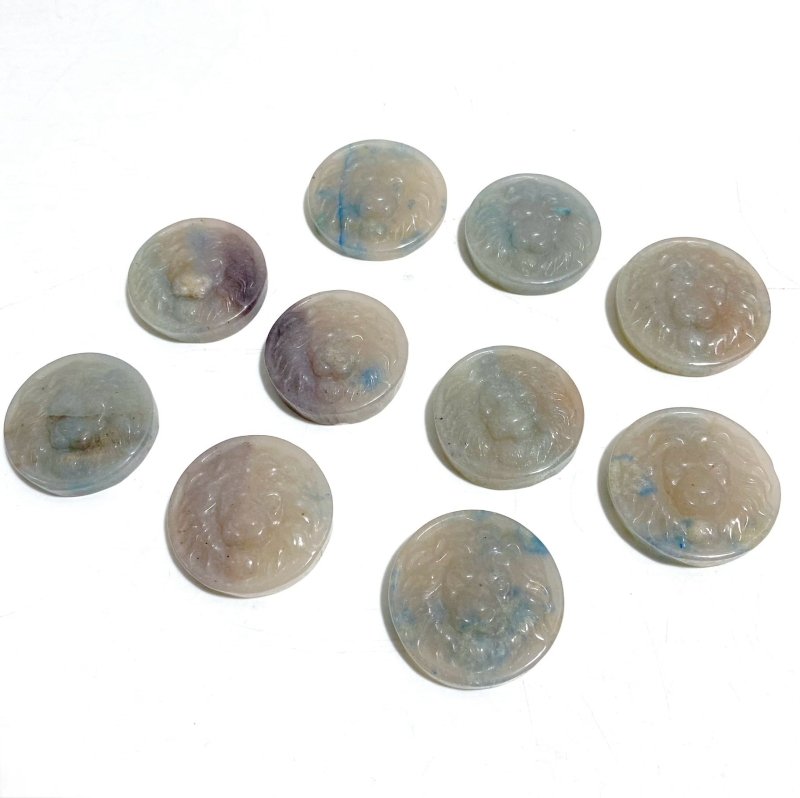 10 Pieces Trolleite Stone Lion Head Crystal Carving Closeout - Wholesale Crystals