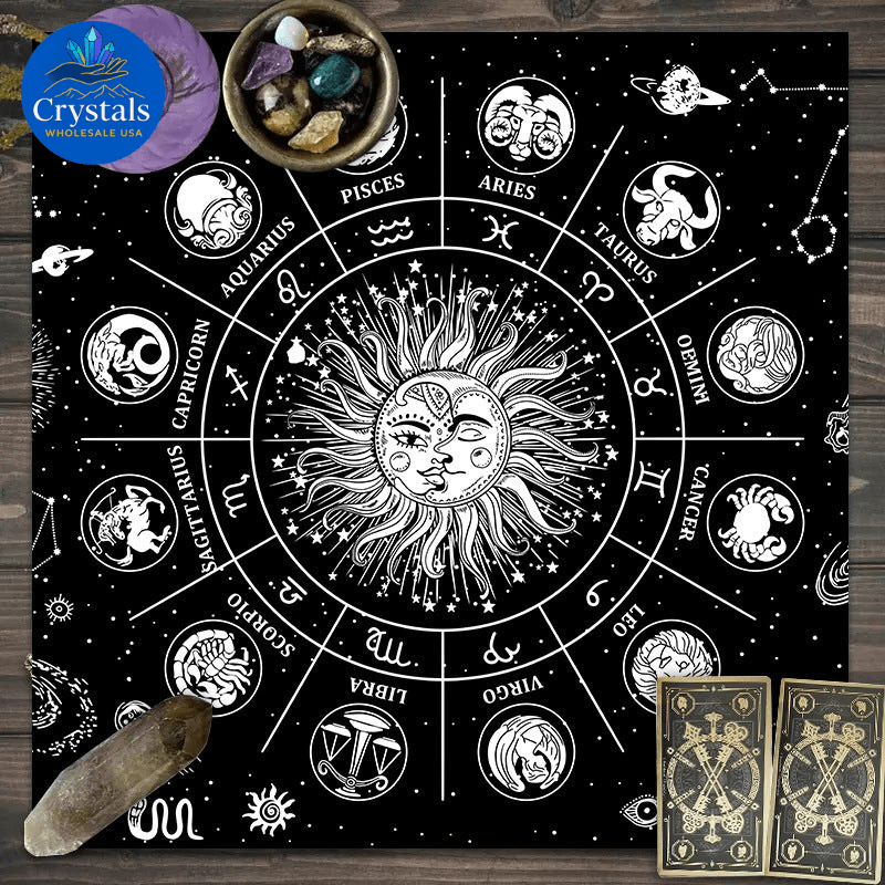 10 Zodiac Altar(1 - 2) Tarot Tablecloth - Wholesale Crystals