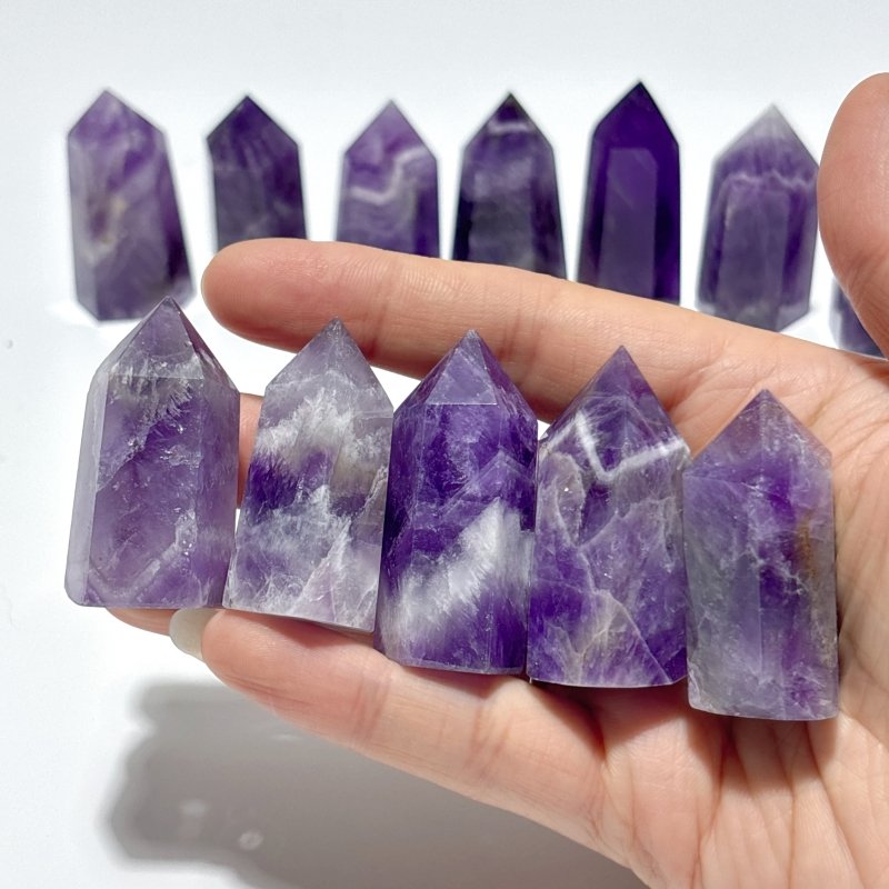 1.1 - 1.9in Mini Chevron Amethyst Tower Point Crystal Wholesale - Wholesale Crystals