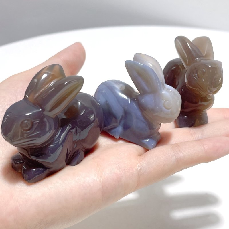 11 Pieces Agate Rabbit Carving - Wholesale Crystals