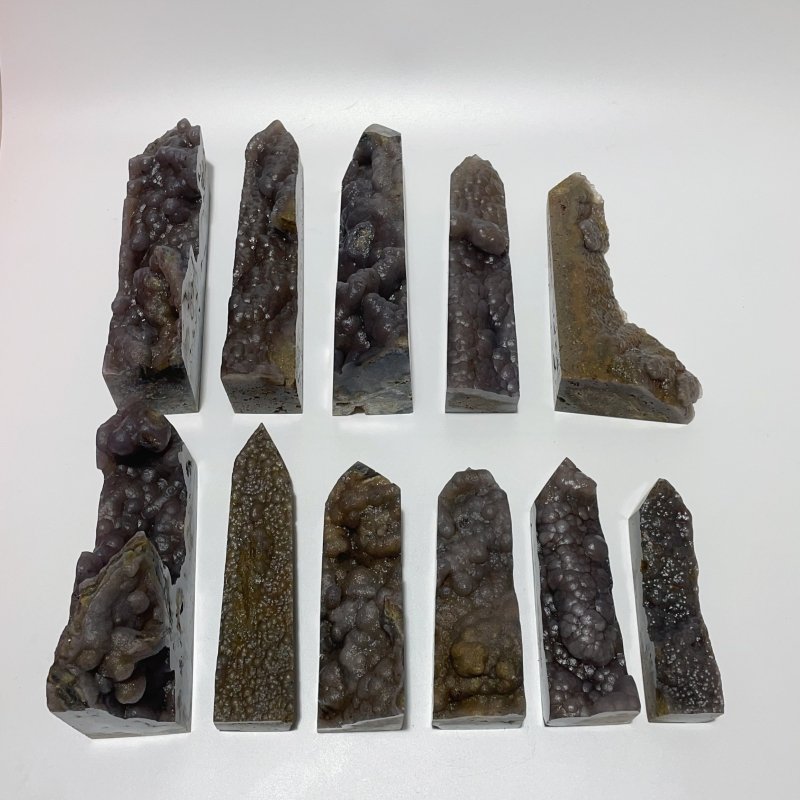 11 Pieces Agate Tower One Side Rough Wholesale -Wholesale Crystals