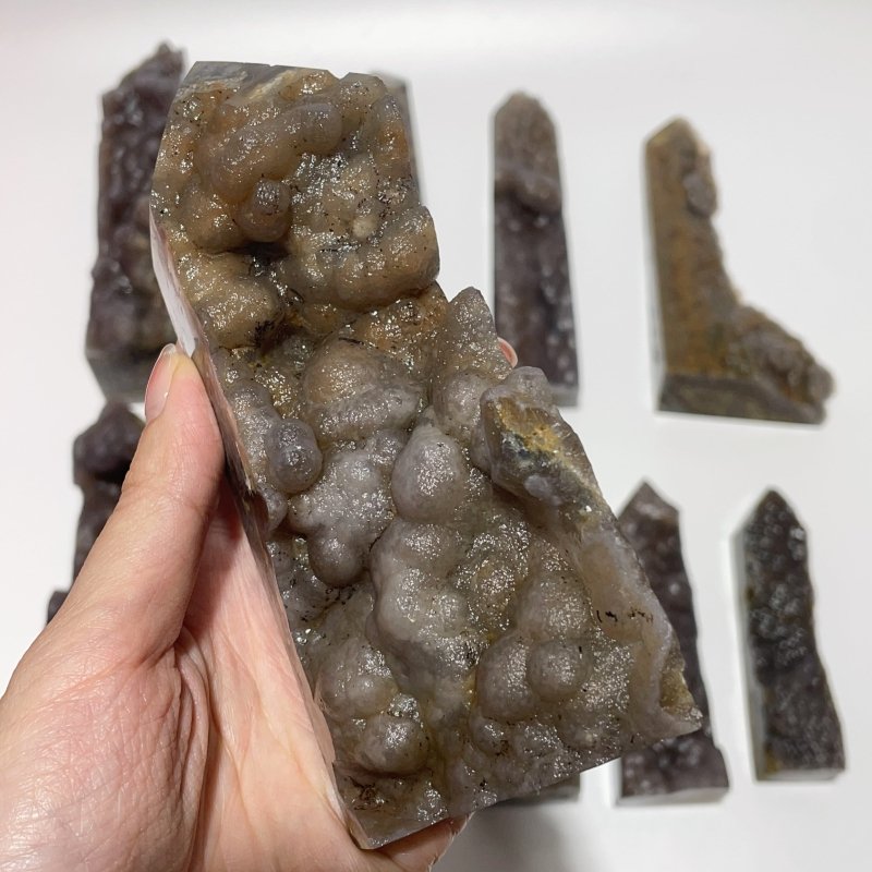 11 Pieces Agate Tower One Side Rough Wholesale -Wholesale Crystals