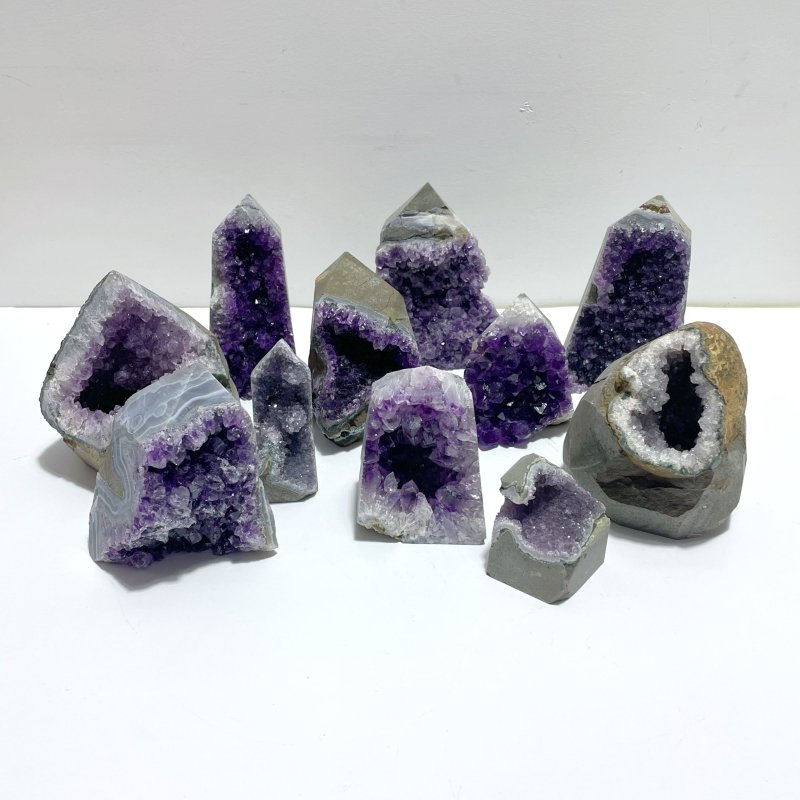 11 Pieces Amethyst Cluster Tower Points - Wholesale Crystals