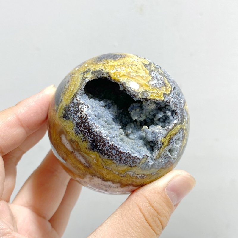 11 Pieces Beautiful Geode Druzy 8th Vein Ocean Jasper Spheres -Wholesale Crystals