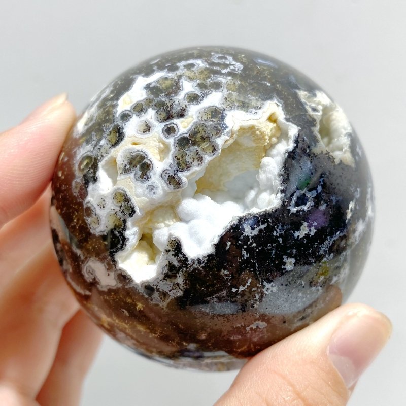 11 Pieces Beautiful Geode Druzy 8th Vein Ocean Jasper Spheres -Wholesale Crystals