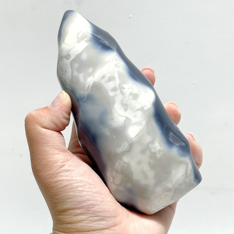 11 Pieces Black Orca Agate Flame Carving - Wholesale Crystals