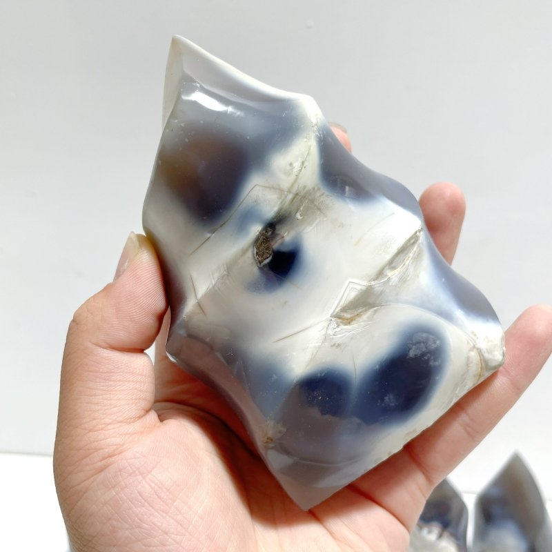 11 Pieces Black Orca Agate Flame Carving - Wholesale Crystals