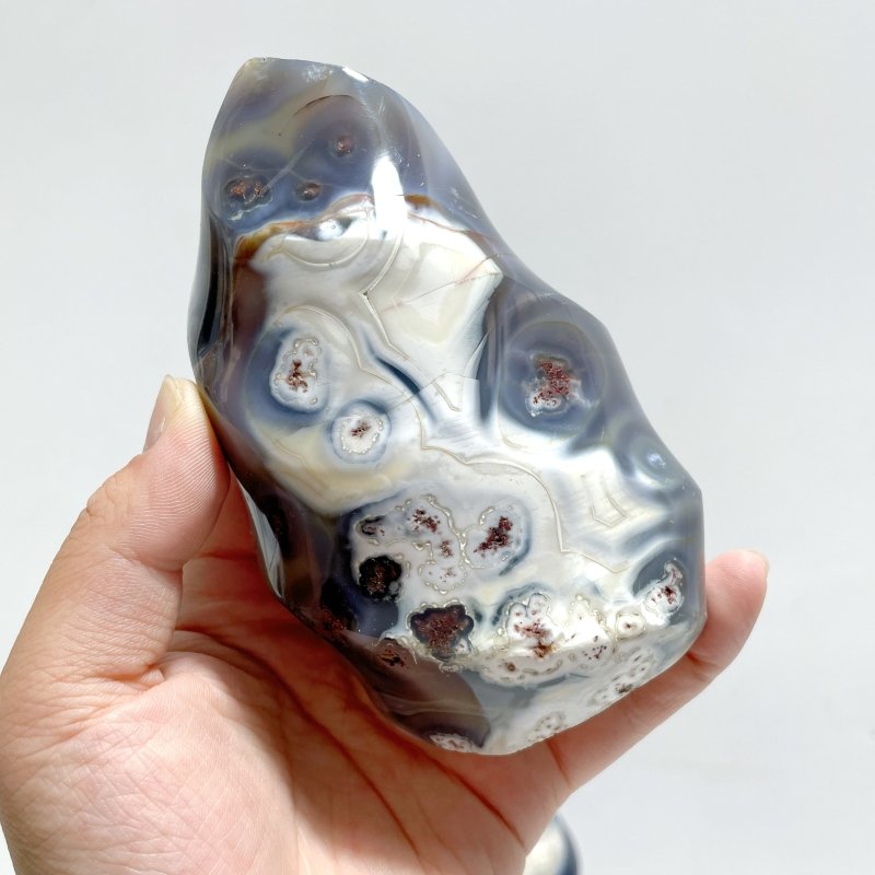 11 Pieces Black Orca Agate Flame Carving - Wholesale Crystals
