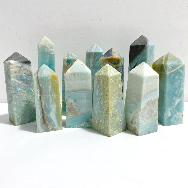 11 Pieces Caribbean Calcite Four-Sided Points -Wholesale Crystals