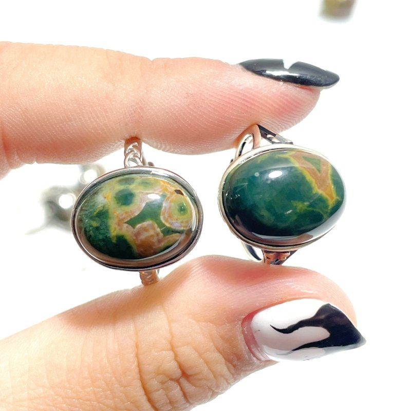 11 Pieces Different Styles S925 Sterling Silver 8th Vein Ocean Jasper Ring - Wholesale Crystals