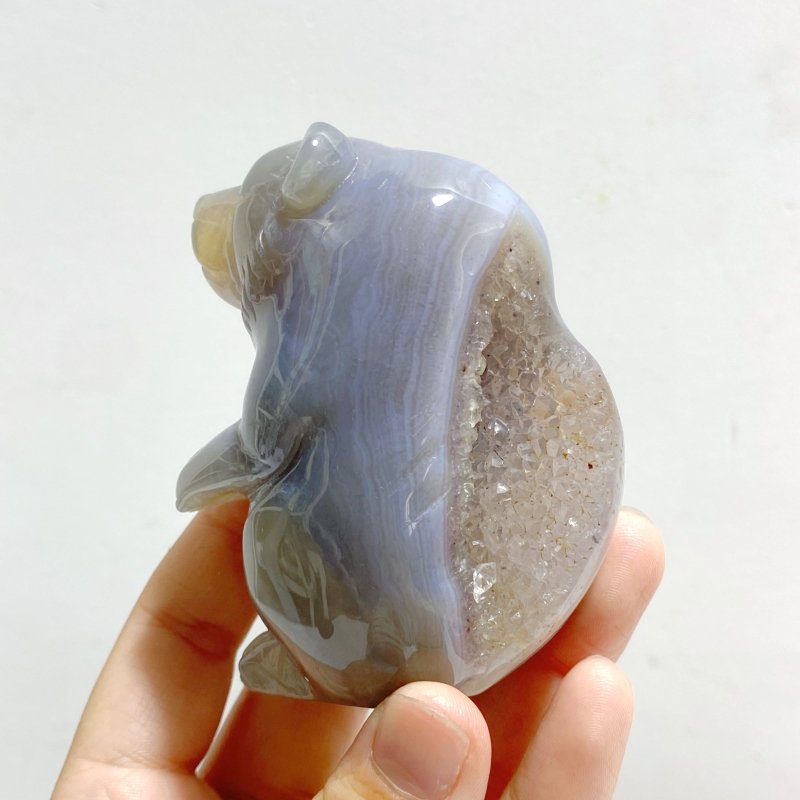11 Pieces Geode Druzy Agate Bear Carving - Wholesale Crystals