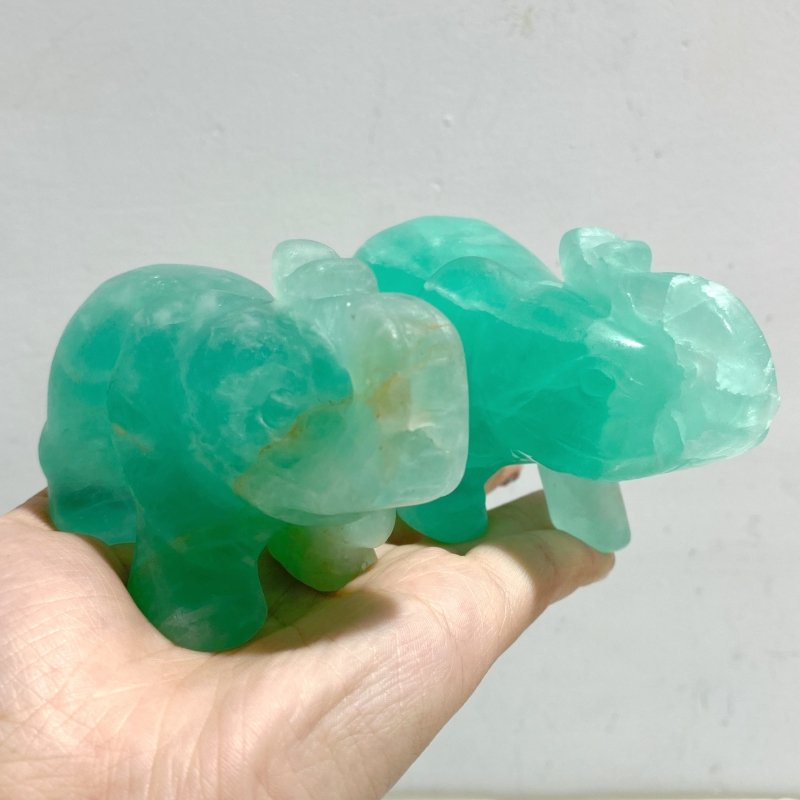 11 Pieces Green Fluorite Elephant Carving -Wholesale Crystals