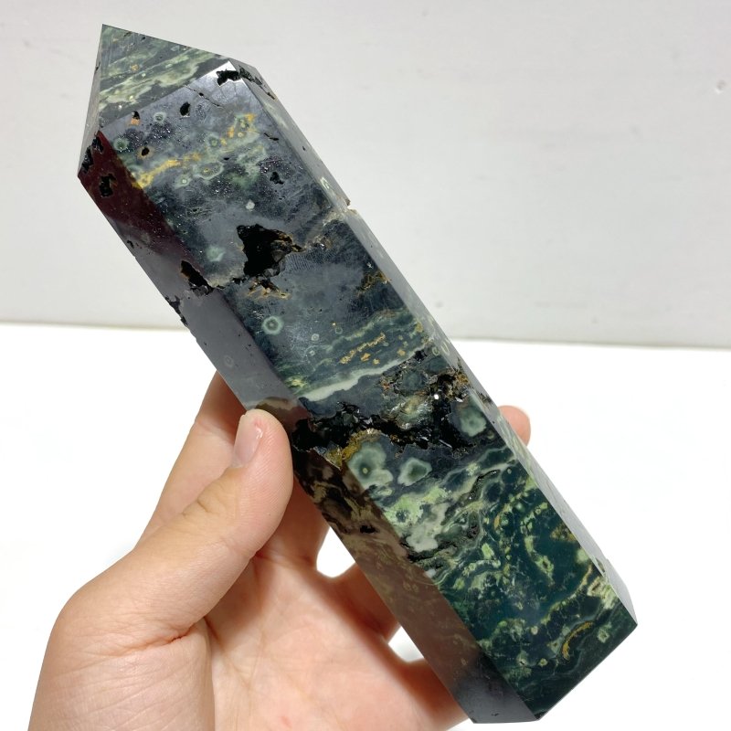 11 Pieces Green Sea Jasper Druzy Point - Wholesale Crystals