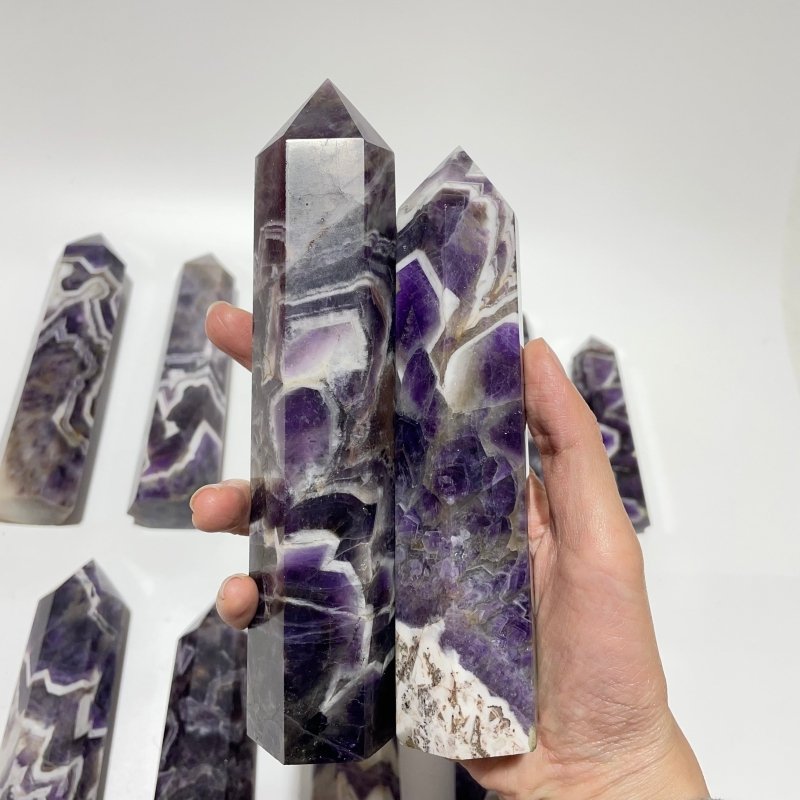 11 Pieces High Quality Chevron Amethyst Tower Points -Wholesale Crystals
