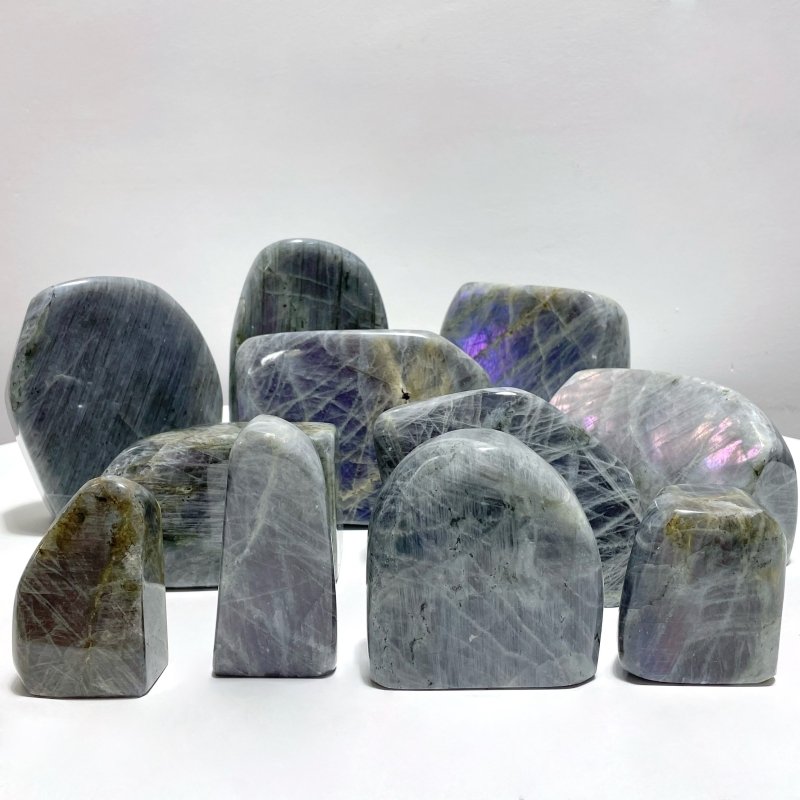 11 Pieces Purple Labradorite High Quality Polished Large Free Form - Wholesale Crystals