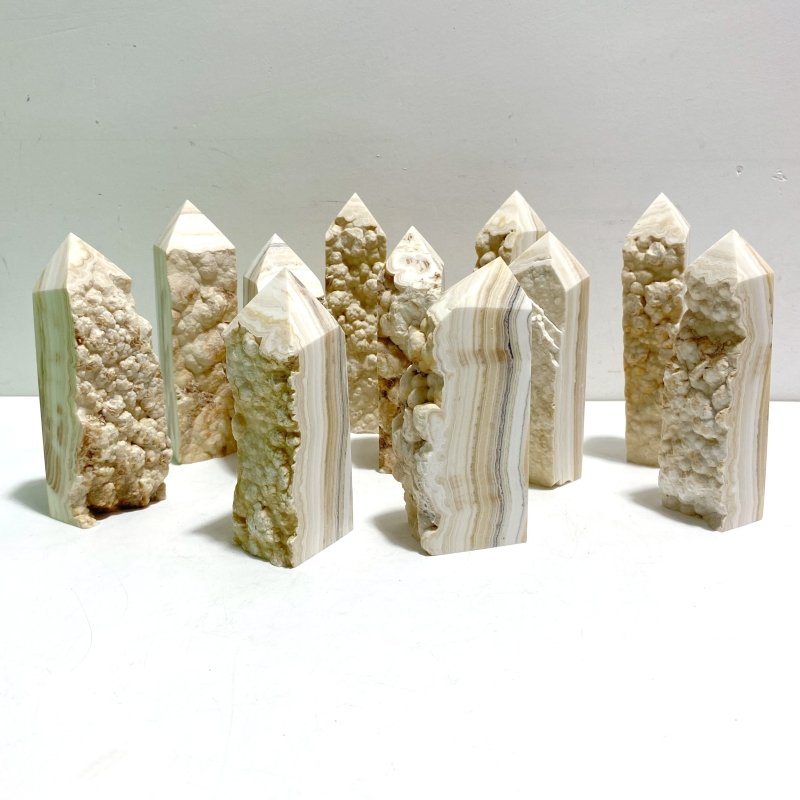 11 Pieces Stripe Yellow Calcite Points Raw Side - Wholesale Crystals