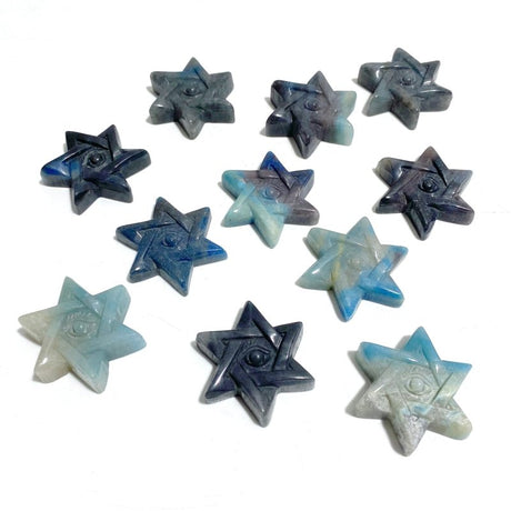 11 Pieces Trolleite Evil Eye Star Carving Clearance - Wholesale Crystals