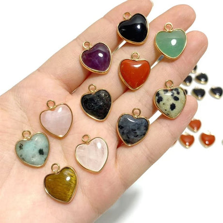 11 Types Crystal Heart Shape Pendants Wholesale Rose Quartz Chevron Amethyst Tiger Eye - Wholesale Crystals