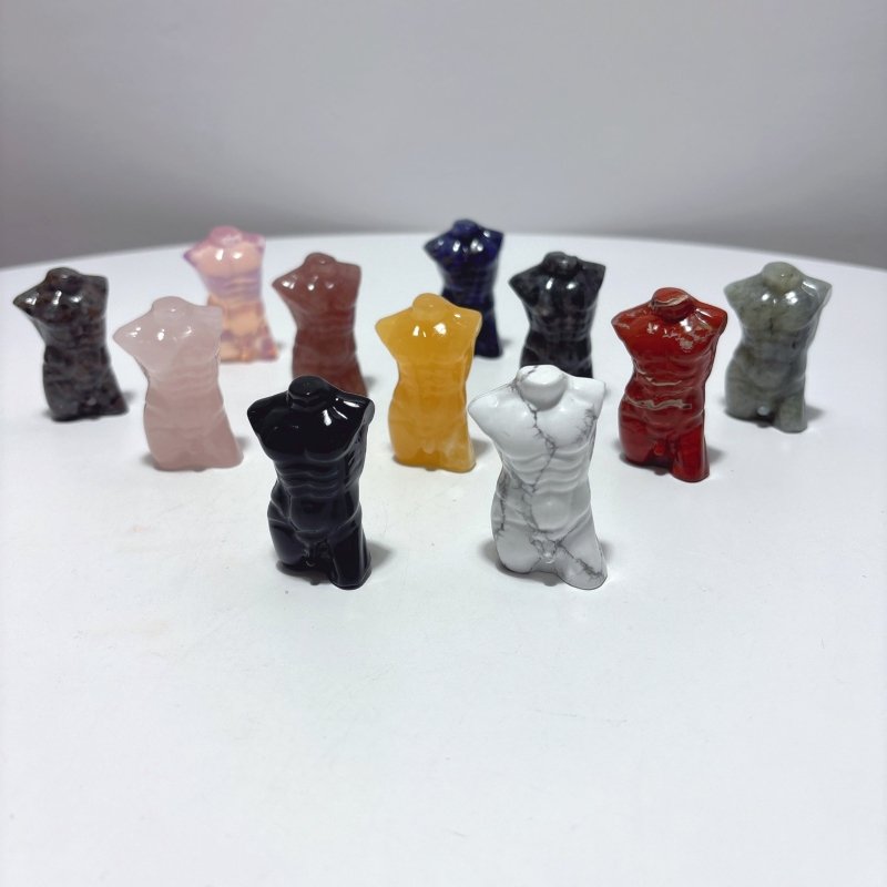 11 Types Male Model Body Crystal Carving Wholesale Labradorite Rose Qu