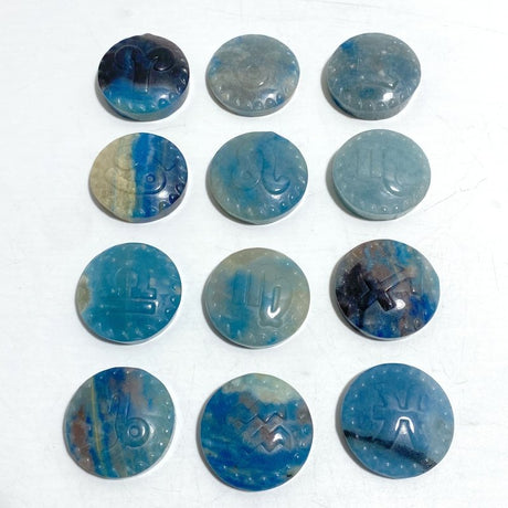 12 Pieces A Set of Trolleite Stone Twelve Constellations Carving - Wholesale Crystals