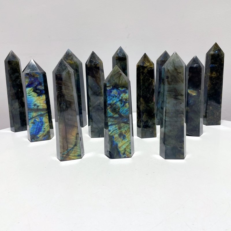 12 Pieces Beautiful Labradorite Large Tower - Wholesale Crystals