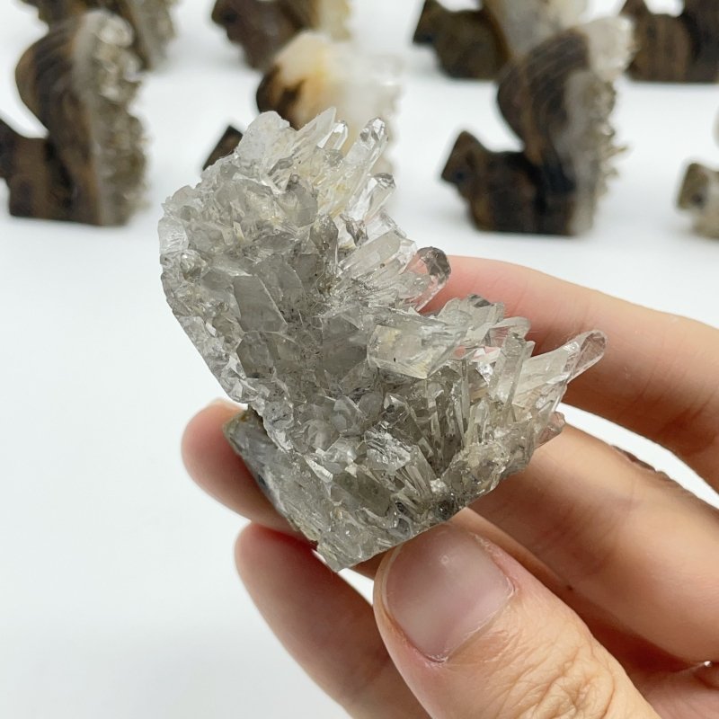 12 Pieces Clear Quartz Cluster Squirrel Carving - Wholesale Crystals