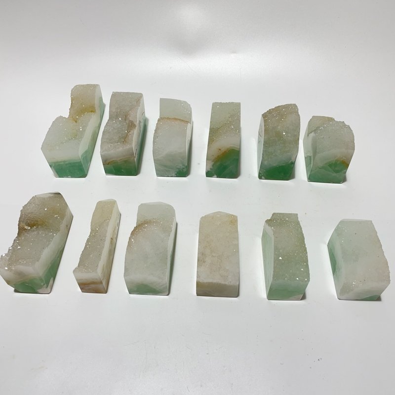 12 Pieces Fluorite Geode Druzy Tower Points -Wholesale Crystals