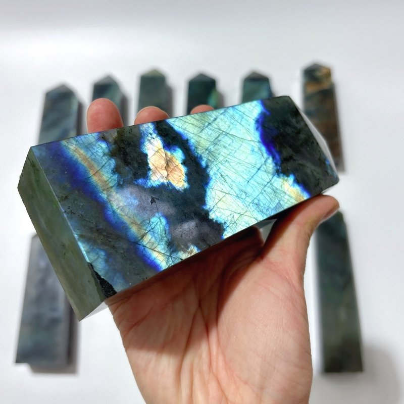 12 Pieces High Quality Large Labradorite Four - Sided Tower - Wholesale Crystals