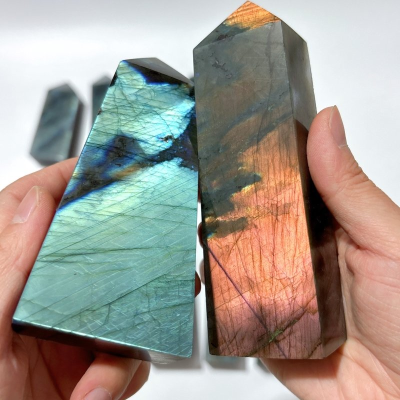 12 Pieces High Quality Large Labradorite Four - Sided Tower - Wholesale Crystals