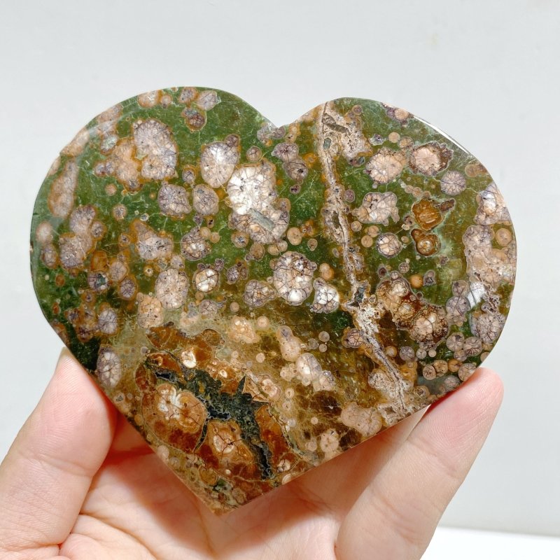 12 Pieces Large Rainforest Jasper Heart 2 -Wholesale Crystals
