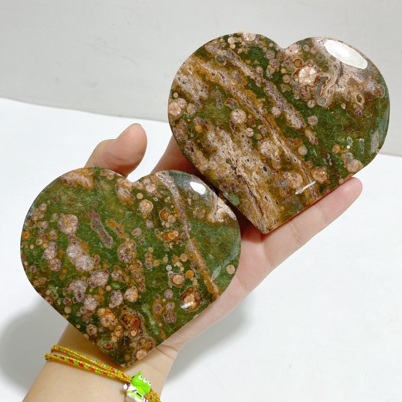 12 Pieces Large Rainforest Jasper Heart 2 -Wholesale Crystals