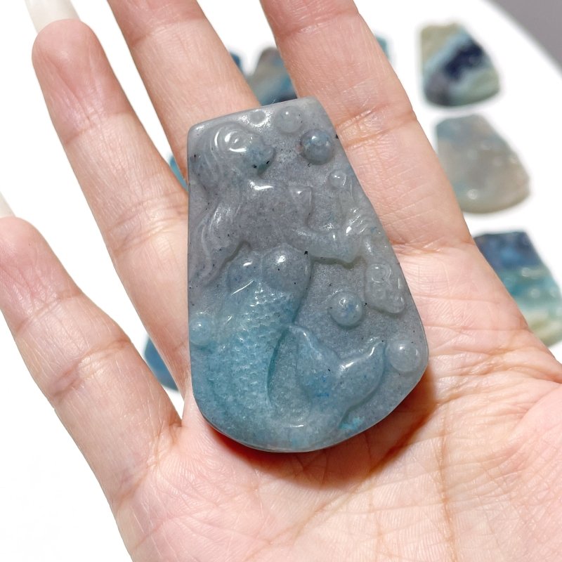 12 Pieces Natural Trolleite Stone Mermaid Carving - Wholesale Crystals