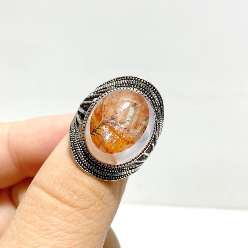 12 Pieces Rare Fire Quartz Dentritic Quartz Different Styles Ring - Wholesale Crystals