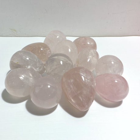 12 Pieces Six Star Line Rose Quartz Eggs With Rainbow - Wholesale Crystals