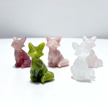 12 Types Fox Carving Wholesale Obsidian Pink Opal Yooperlite - Wholesale Crystals