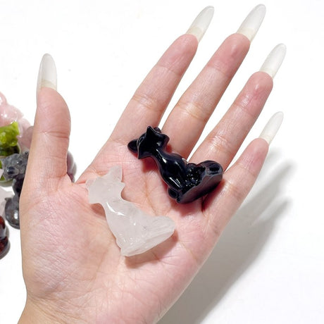 12 Types Fox Carving Wholesale Obsidian Pink Opal Yooperlite - Wholesale Crystals