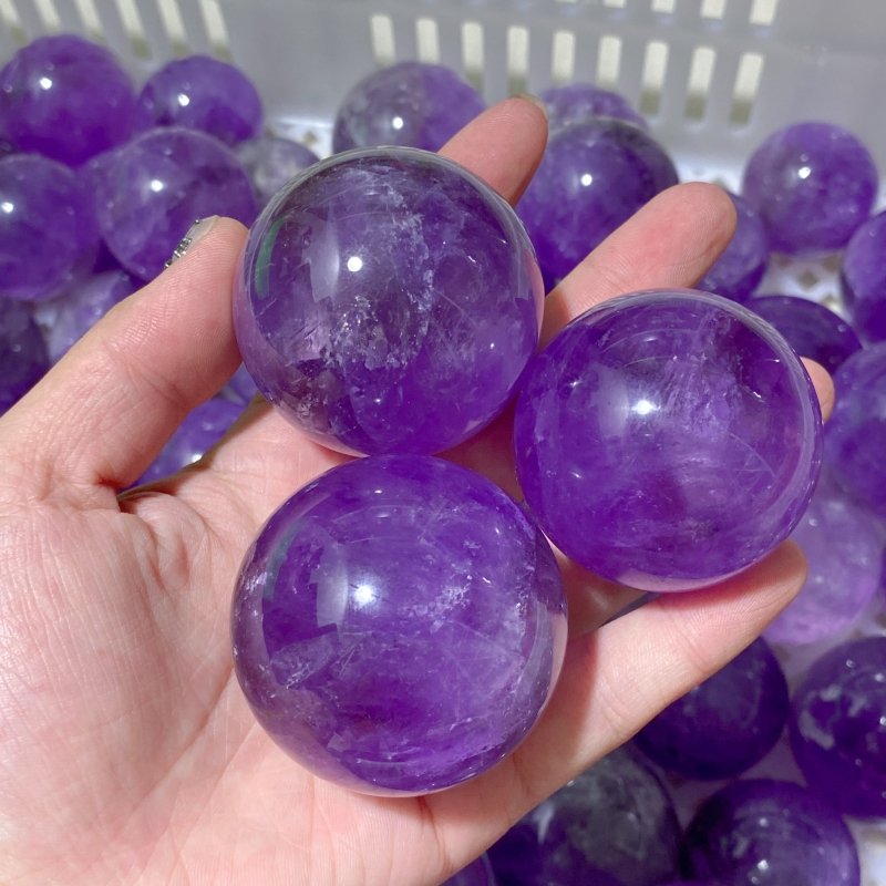 122 Pieces Amethyst Spheres (Sea Freight Only) -Wholesale Crystals