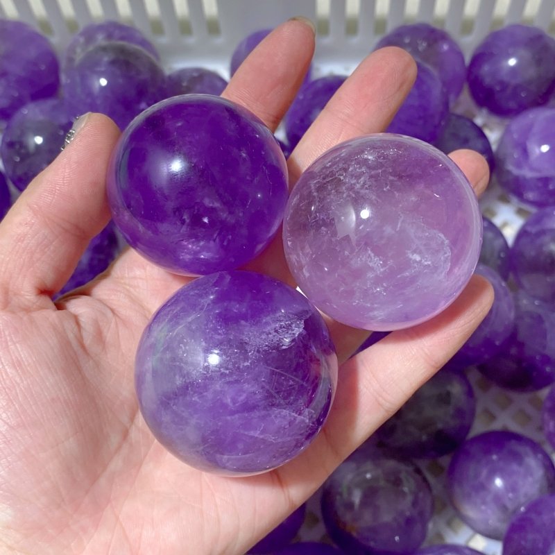 122 Pieces Amethyst Spheres (Sea Freight Only) -Wholesale Crystals